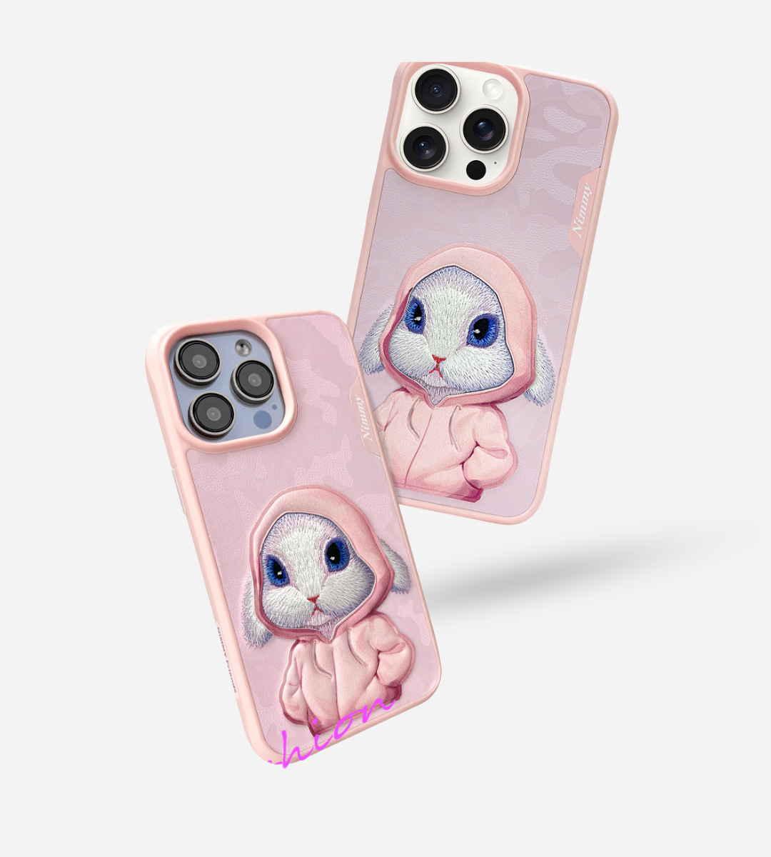 Nimmy Design Adorable Rabbit Embroidery Series for iPhone 15 & 15 Pro Max 3D Case