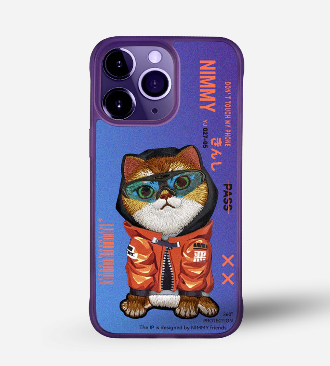 Nimmy Design - Glasses Cool Embroidery Cat Case Cover 3D for iPhone 15 & 15 Pro Max