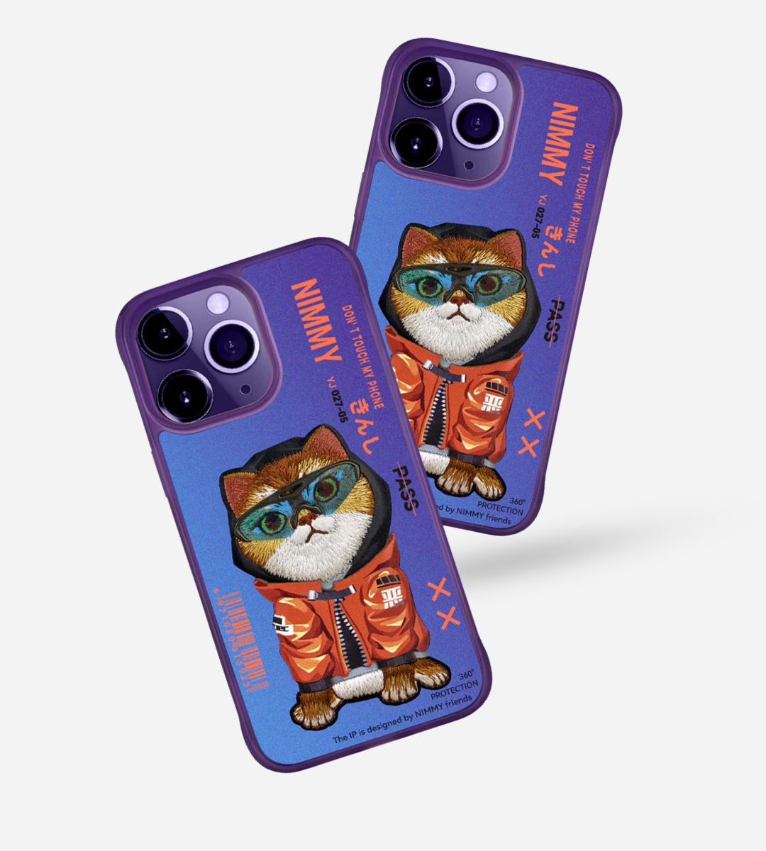 Nimmy Design - Glasses Cool Embroidery Cat Case Cover 3D for iPhone 15 & 15 Pro Max