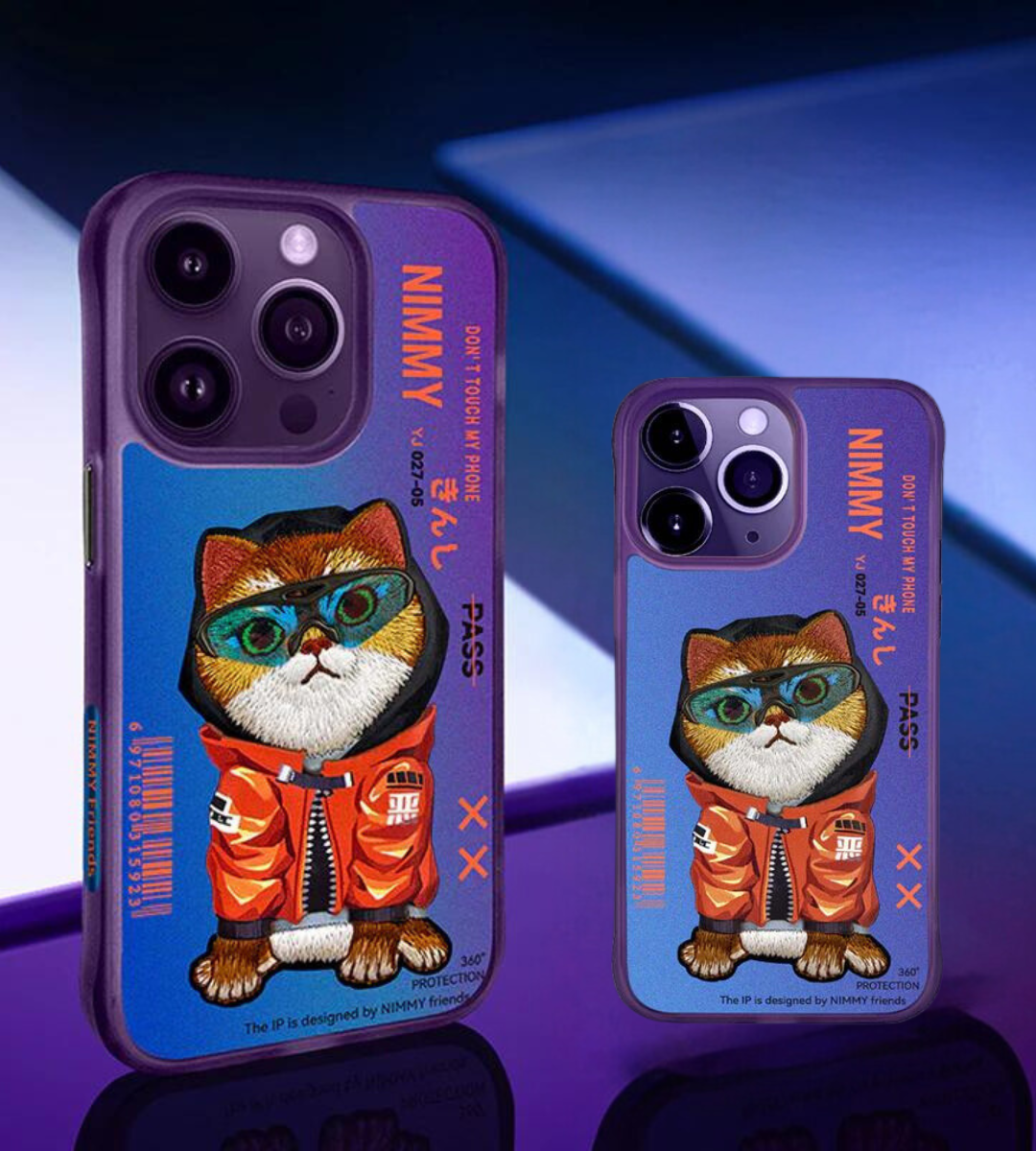 Nimmy Design - Glasses Cool Embroidery Cat Case Cover 3D for iPhone 15 & 15 Pro Max