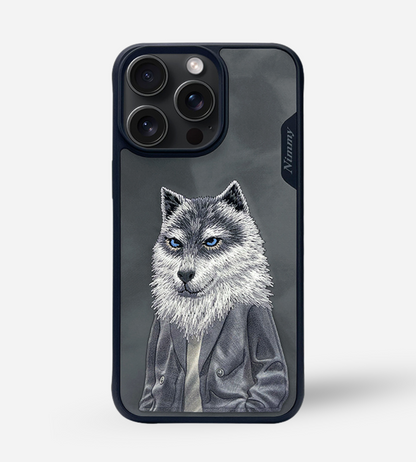 Nimmy Design Adorable Wolf Embroidery Series for iPhone 15 & 15 Pro Max 3D Case