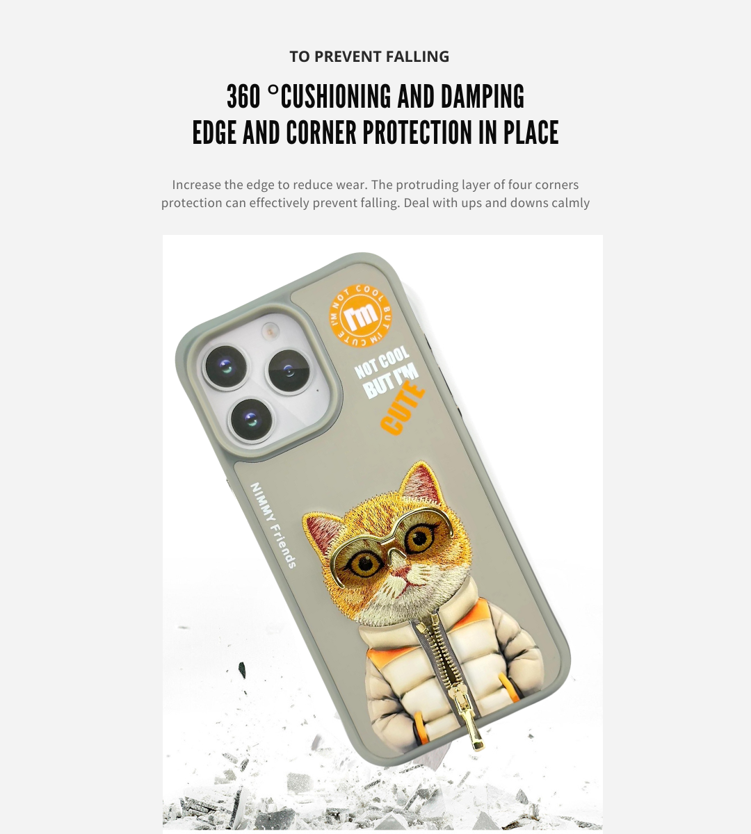 Nimmy Design - Glasses Cool 2.0 Series Short Hair Cat for iPhone 15 & 15 Pro Max 3D Case