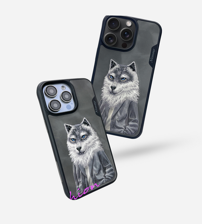 Nimmy Design Adorable Wolf Embroidery Series for iPhone 15 & 15 Pro Max 3D Case