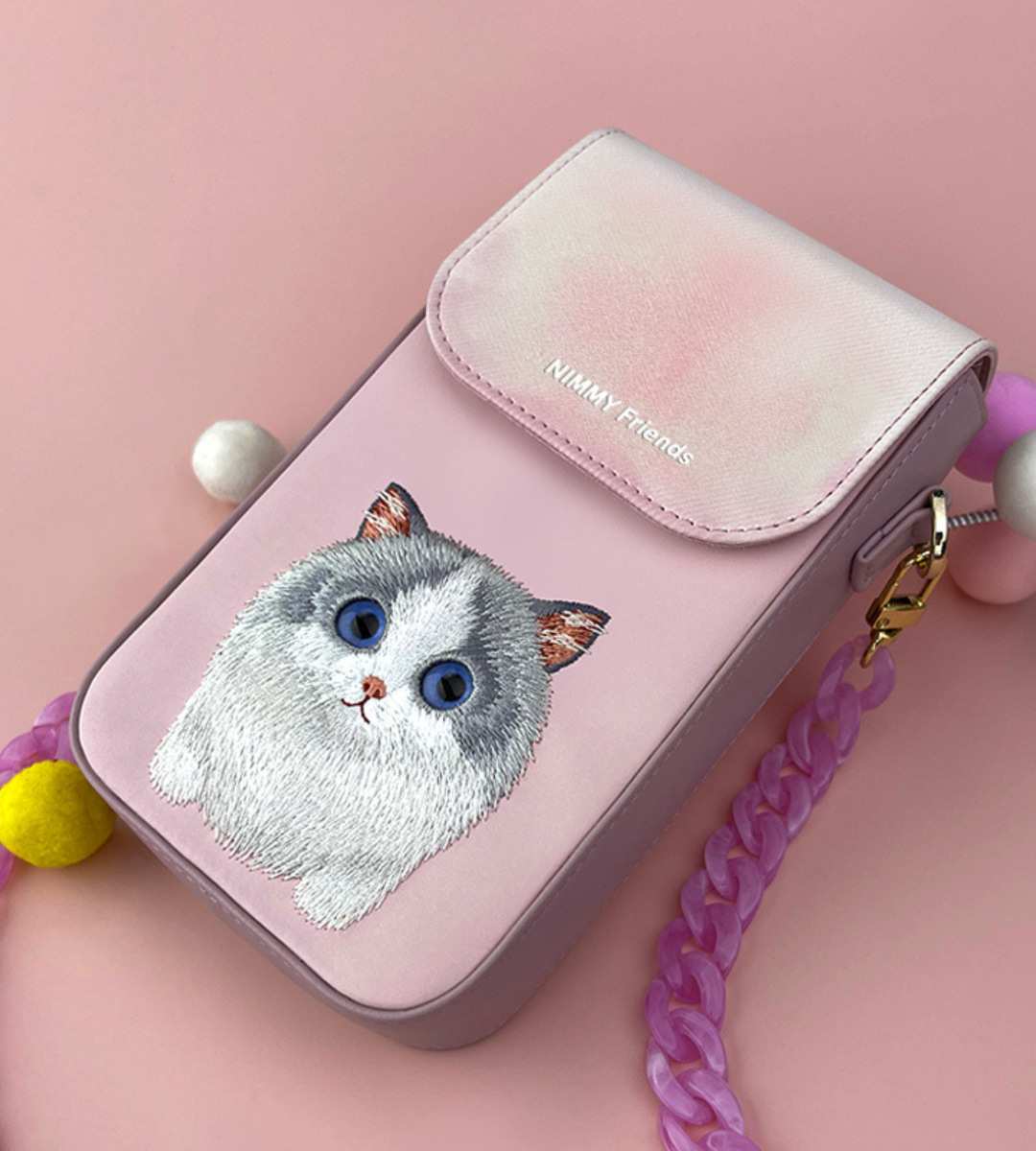 Nimmy Design - Big-Eyed Cute Series Puppet Mobile Phone Purses Bag + Cellphone Shoulder Strap with Waterproof Crossbody Phone Wallet