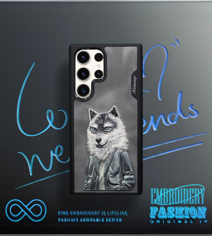 Nimmy Design - Adorable Wolf Embroidery Series for S24 Ultra 3D Case Cover 