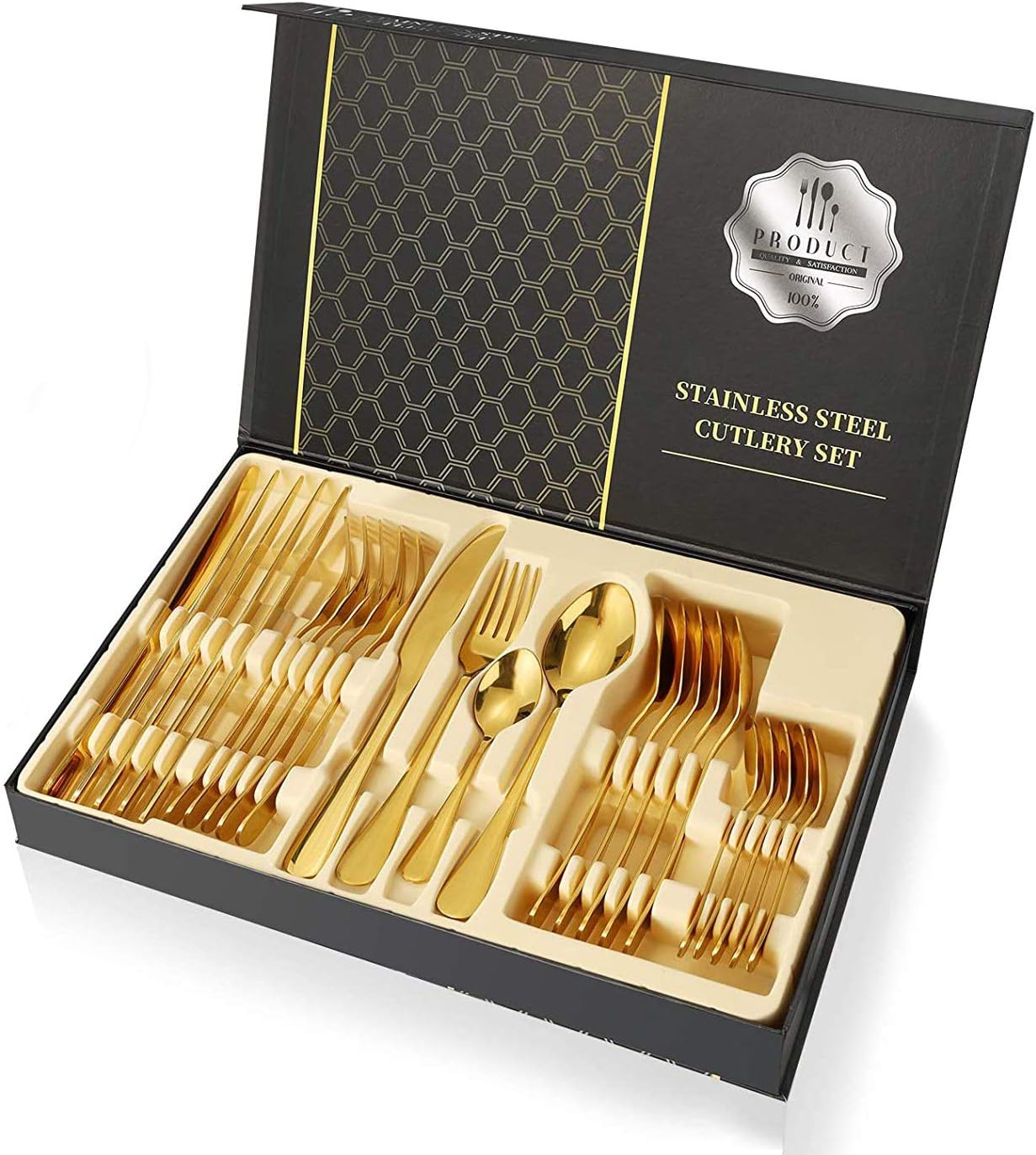 Gold Silverware Set with Box