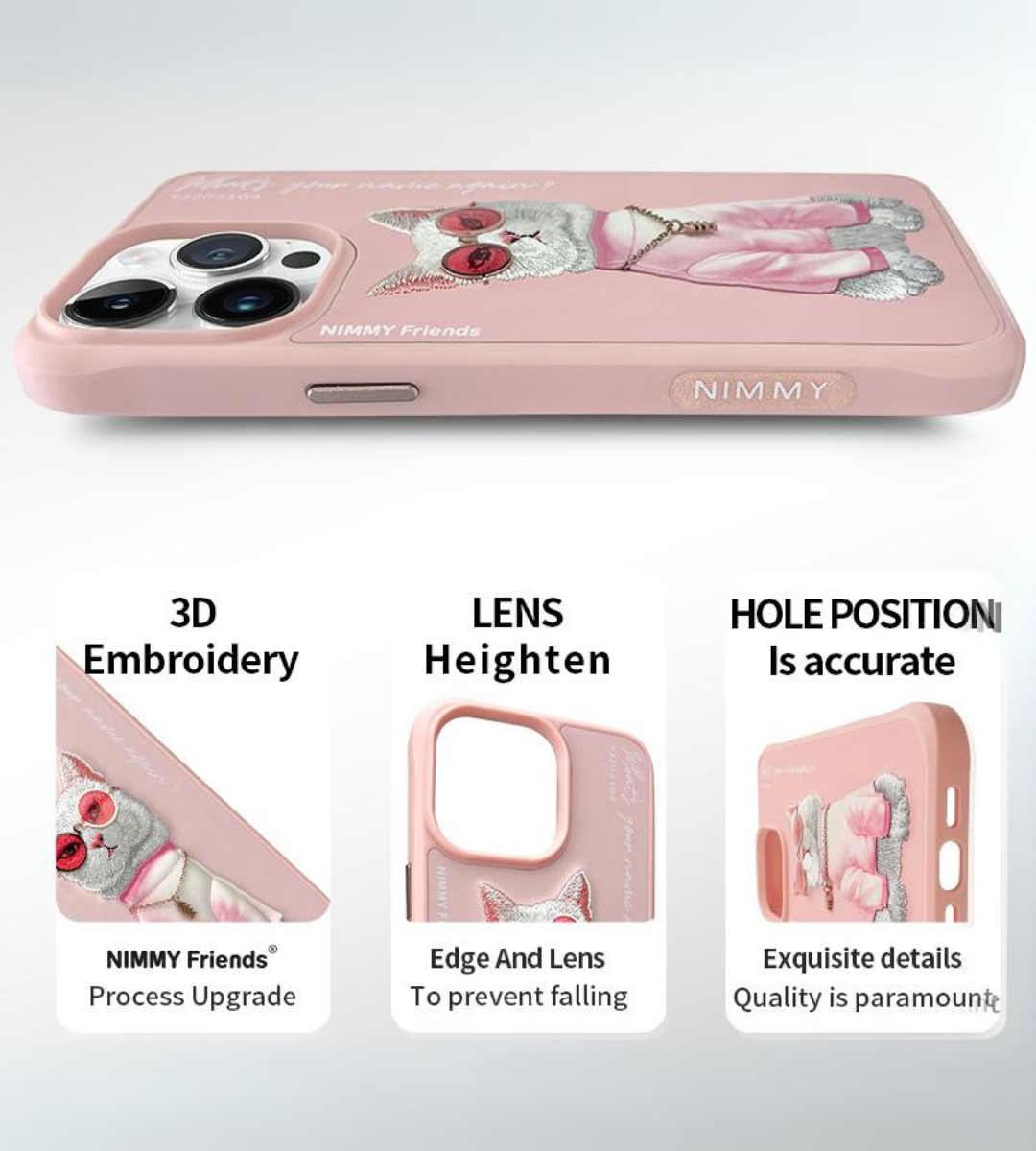 Nimmy Design Pink White Rich and Beautiful for iPhone 15 & 15 Pro Max 3D Case